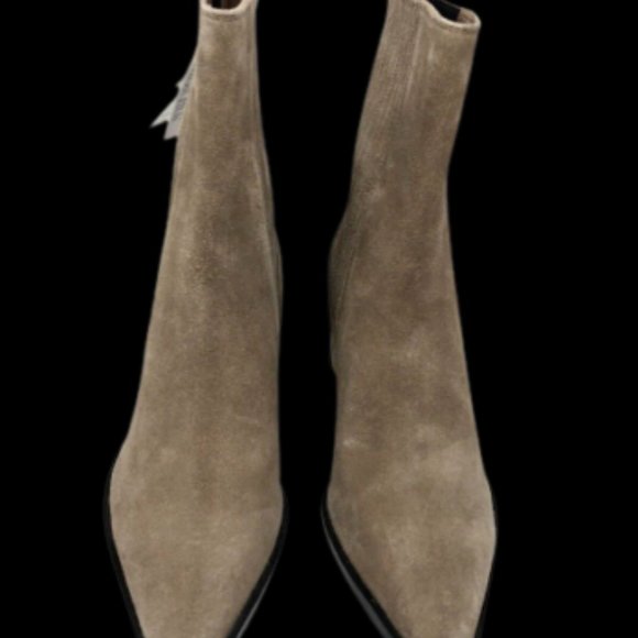 Zara Suede Leather Cowboy Ankle Boots Size 11 - Picture 3 of 6